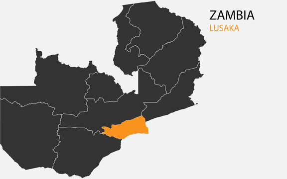 Zambia png map with provinces, Zambia province map, Zambia Lusaka Province