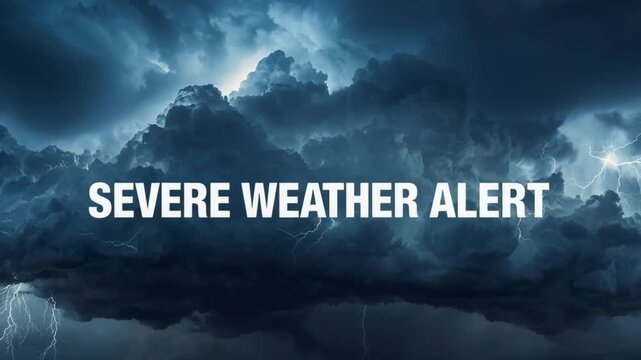 Severe Tornado Warning Text Over Storm Clouds Background