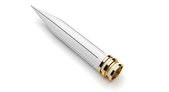 Elegant silver dagger with gold accents isolated on white background