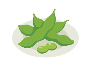 Naklejka premium お皿に盛られた枝豆のイラスト