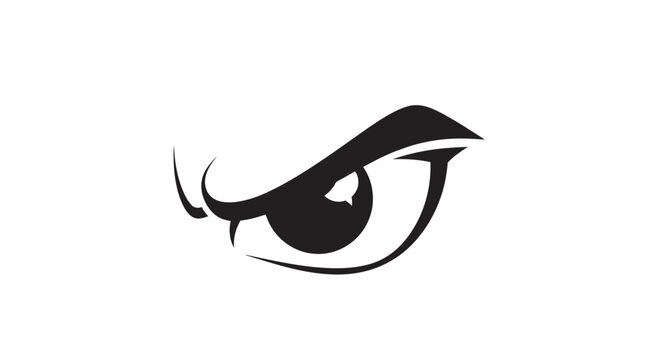 Intense Gaze Silhouette, Fierce Eye Icon, Vigilant Watchful Look