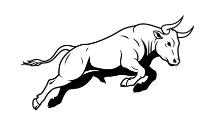 Fototapeta premium Powerful Bull Silhouette - Dynamic Action Pose, Strong Animal Vector