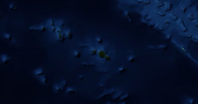 Moorea on Globe. Zoom into the island with Earth spinning in space. High detail physical world map with Moorea on it. Elements of this image furnished by NASA.
