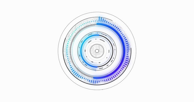 Displaying HUD-like circular interface on white background, with concentric rings and radial ticks