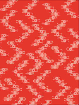 観世水ドットシームレスパターン（朱色・和風・金魚・ベクター）：Japanese Kanze-mizu dotted seamless pattern in cinnabar red. Traditional vector background for goldfish and sunset.