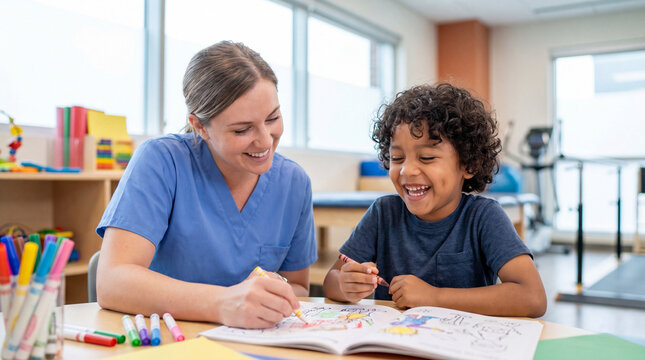 International Nurses Day pediatric nurse child patient drawing art therapy healthcare compassion joyful medical care rehabilitation promotional content