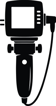 Silhouette professional digital endoscope tool for medical and industrial inspection vector design