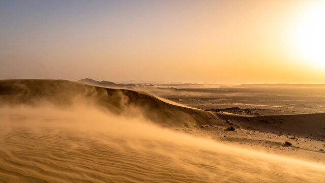 Desert dust storm gradient, airborne sand haze, warm amber atmosphere, soft particulate texture background, cinematic minimalism