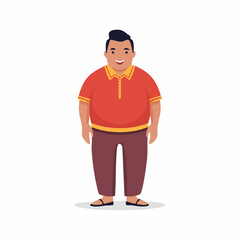 Obraz premium Cartoon Illustration of a Smiling Overweight Man