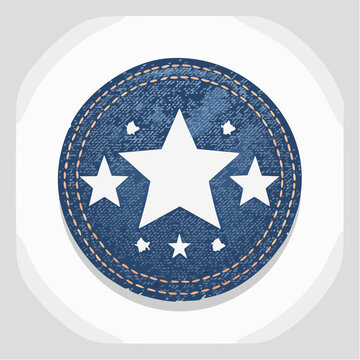 Denim Patch with White Stars