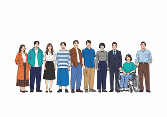 Obraz premium Diverse group of people standing together in casual clothing