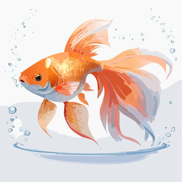 水彩画で描かれた金魚のイラスト