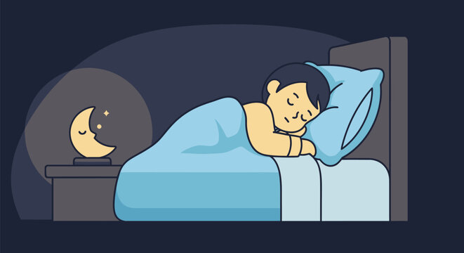 Man sleeping on a bed peacefully.
