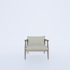 Obraz premium Minimalist beige armchair on a plain white background