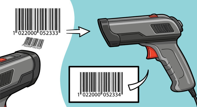 Barcode Scanner Reading Barcode Label.