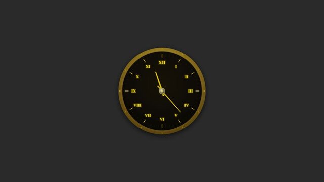 Elegant golden vintage wall clock with roman numeral on dark luxury background