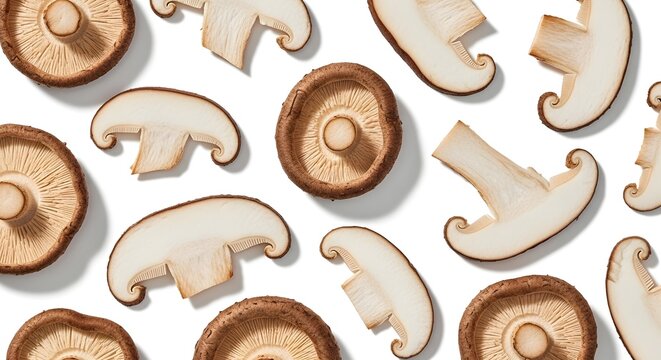 Fresh Shiitake Mushrooms Isolated on White Background