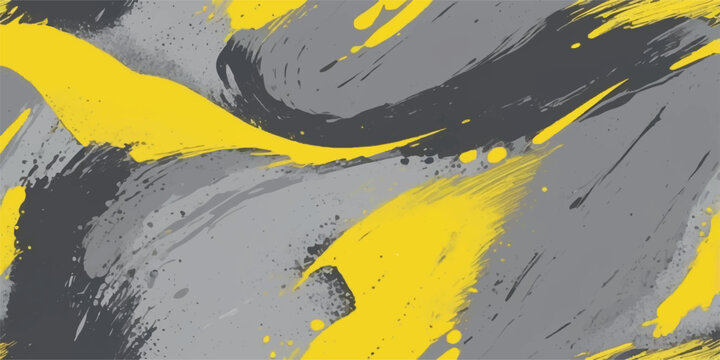 Abstract grunge background featuring a yellow paint line on a dirty asphalt road texture with an old weathered paper pattern design