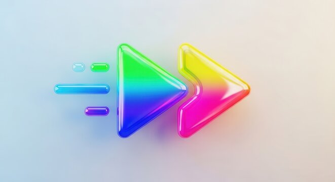 Vibrant gradient multimedia navigation icon depicting fast forward motion and sound
