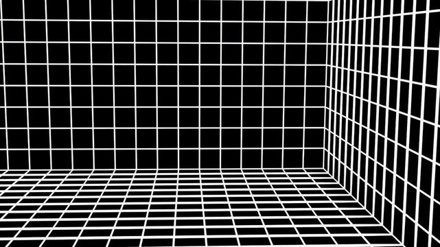 White grid wireframe. Computer generated 3d render