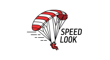 Paraglider in flight with "SPEED LOOK" text © widodo