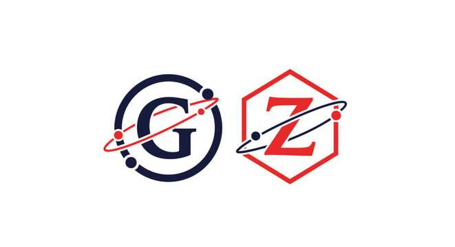 Modern GZ logo, abstract design with orbits and dots