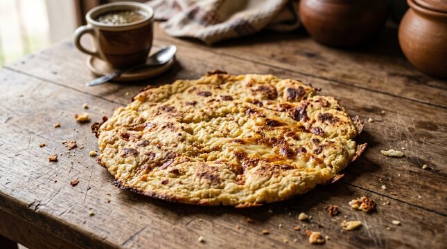 Rustic Paraguayan Mbeju Starch Flatbread with Melted Cheese