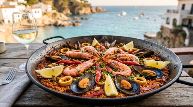 Spanish Paella de Mariscos with Shrimp and Mussels