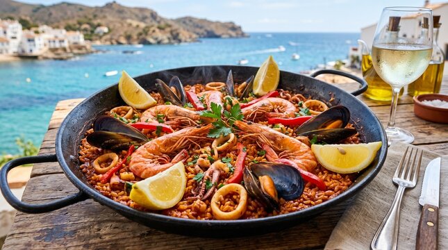 Spanish Paella de Mariscos with Shrimp and Mussels