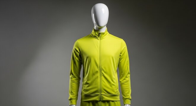 Bright Lime Green Tracksuit Jacket on a Mannequin.