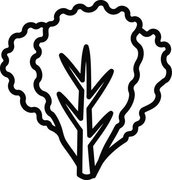 Black line art lettuce leaf icon