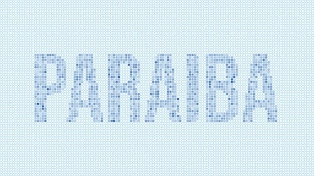 Paraiba, Brazil dotted map animation. Digital style shape of the state. Paraiba, Brazil shape and title dots appear with bulb flickering effect. Intro, outro, logo, title video.
