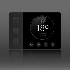 Fototapeta premium Air conditioner temperature control interface with circular dashboard display
