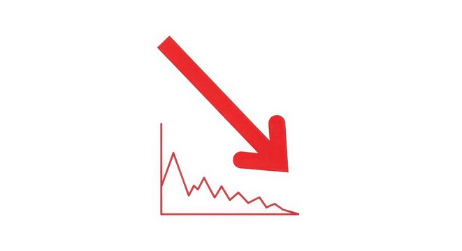 Financial chart downtrend with red arrow illustration downtrend financial