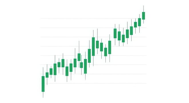 Green candlestick chart uptrend illustration with candlestick, financial
