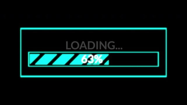 Ultimate Cyberpunk Loading animation with digital glitch. 4K distorted HUD progress bar for Twitch streamers and tech branding.