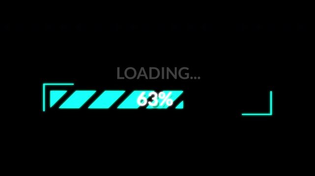 Gritty Cyberpunk Loading progress bar. 4K glitch effect animation for hacker-themed videos, tech reveals, and HUD overlays.
