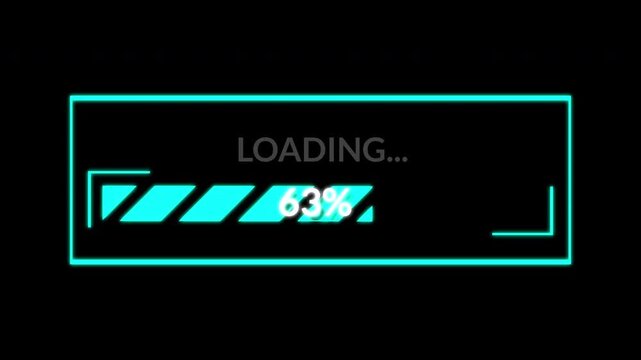 Ultimate Cyberpunk Loading animation with digital glitch. 4K distorted HUD progress bar for Twitch streamers and tech branding.