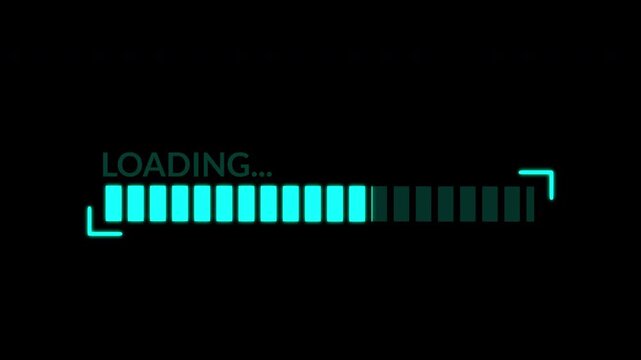 Gritty Cyberpunk Loading progress bar. 4K glitch effect animation for hacker-themed videos, tech reveals, and HUD overlays.