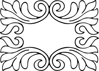 Fototapeta premium Intricate leaf swirl line art frame