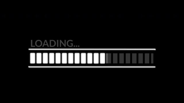 Cyberpunk Loading HUD animation. Glitchy futuristic progress bar for system reboot visuals and sci-fi technology interfaces.