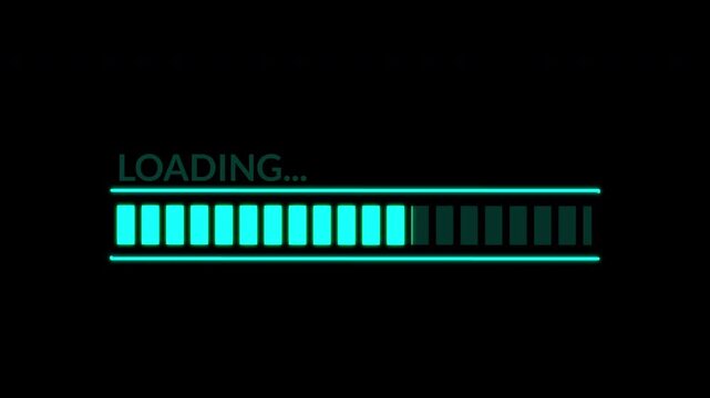 Cyberpunk Loading glitch loop. 4K high-intent progress bar for digital error effects and futuristic video overlays.