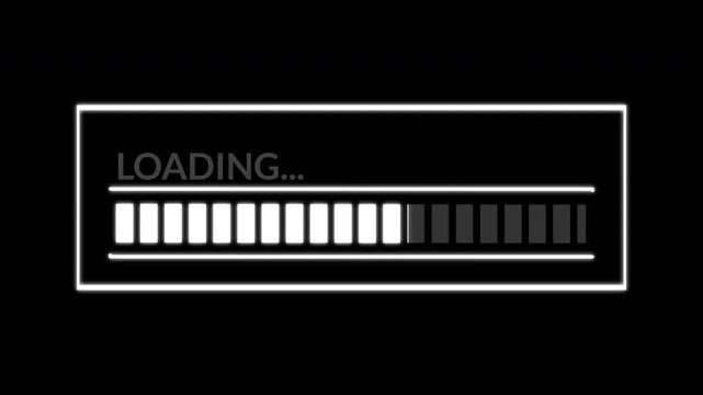 4K Distorted Cyberpunk Loading bar. Pro glitch animation for gaming transitions, tech YouTube intros, and sci-fi HUD assets.