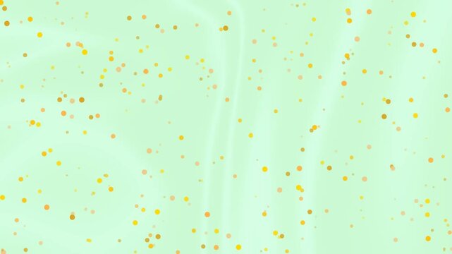 Abstract motion background with floating yellow dots on green surface