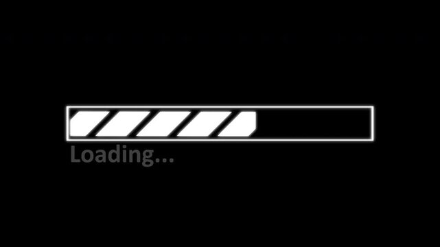 4K Cyberpunk Loading bar with glitch distortion. Pro Sci-Fi progress indicator for gaming overlays and futuristic UI design.