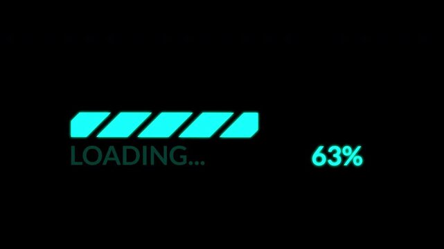Futuristic Cyberpunk Loading bar. Digital glitch progress indicator for high-end scifi motion graphics and cyberpunk aesthetics.