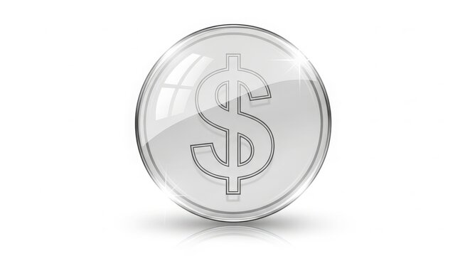 Silver dollar coin illustration with white background currency illustration