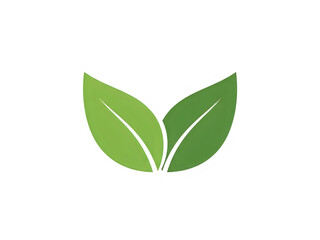 Fototapeta premium Two fresh green leaves icon representing nature and organic growth concept