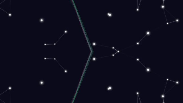 Digital constellation network animation with glowing light nodes