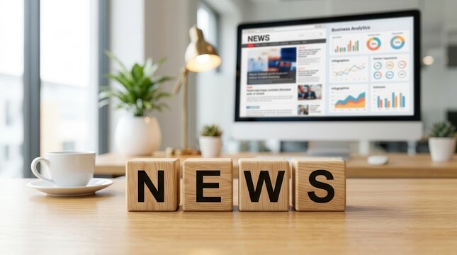 Professional newsroom content layout for business announcements and publishing headlines.